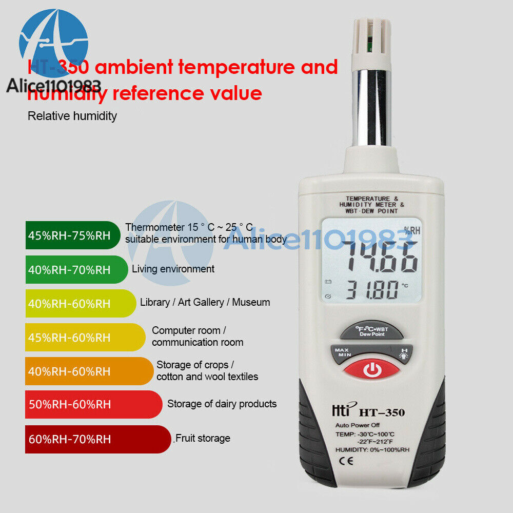 HT-350 Digital Humidity Temperature Meter Mini Hygro Thermometer Tester Tool