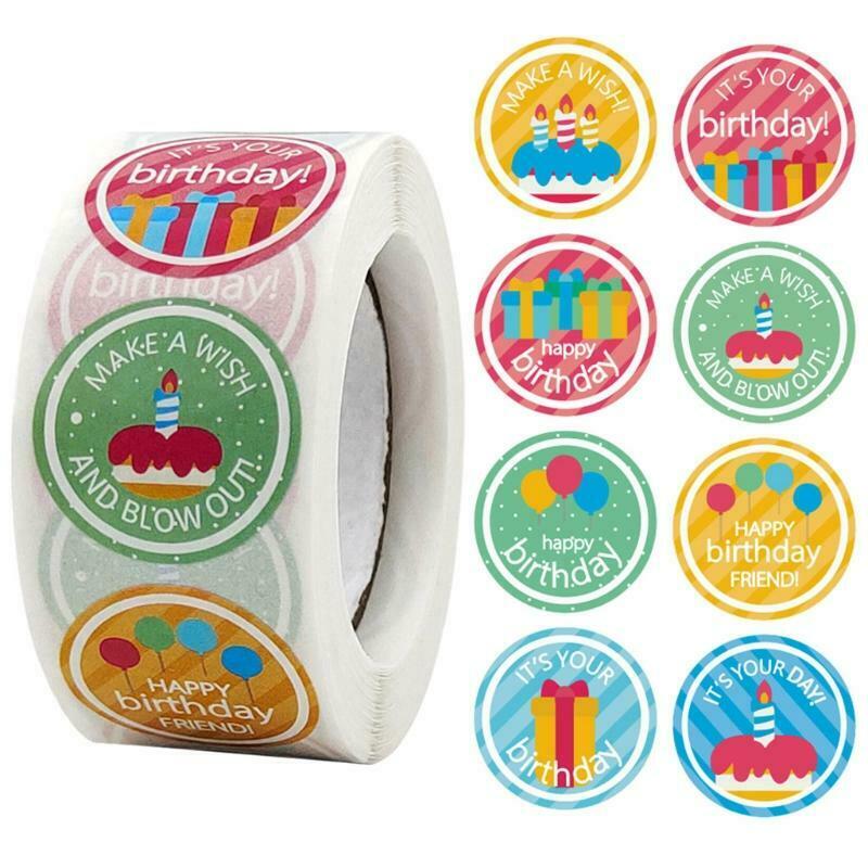 500 Pcs/roll Creative Happy Birthday Stickers Labels Ideal for Small Business