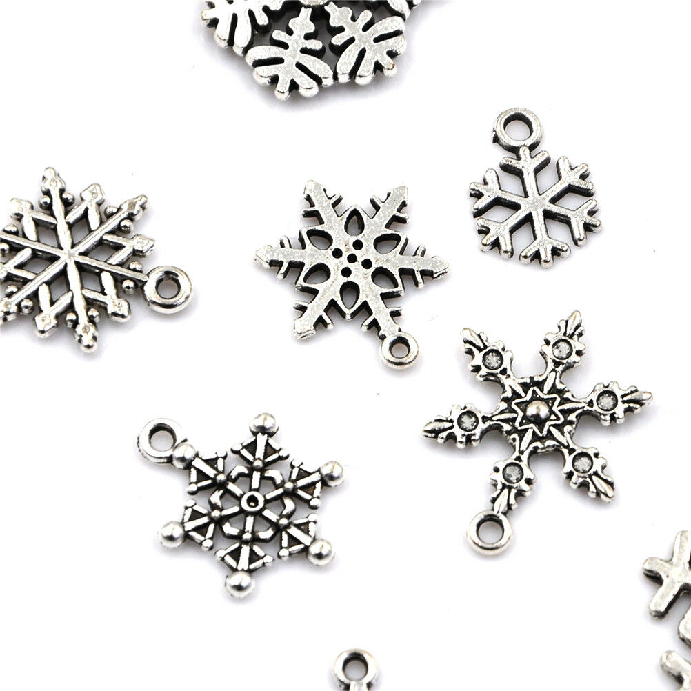 15pcs Tibetan Christmas Snowflake Charm Pendant Diy Necklace Bracelet Cra.l8