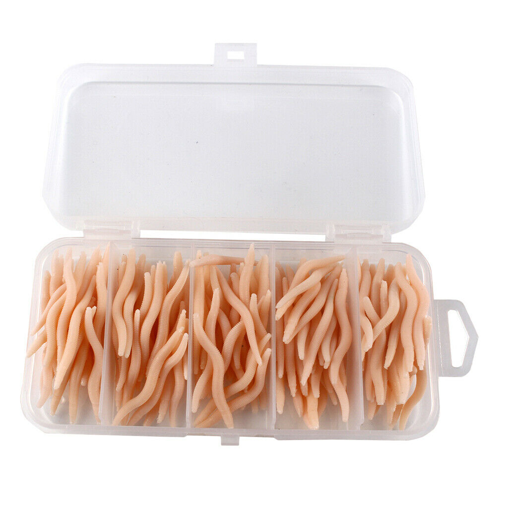 150pcs Artificial Soft Earthworm Fishing Bait Worm Lure Maggot Bait Pink