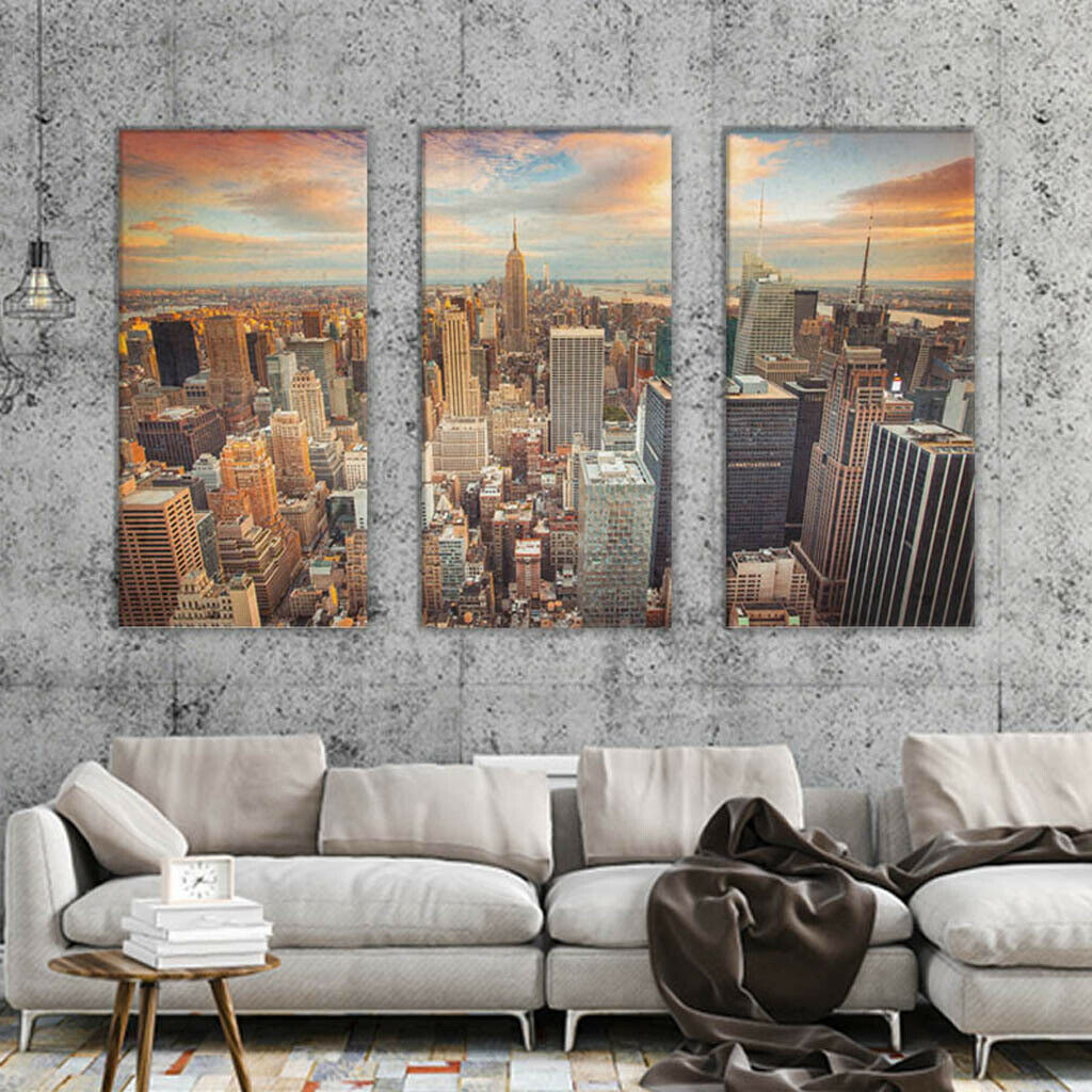 New York Sundown Canvas Art Print, Large Wall Art City Landscape Art