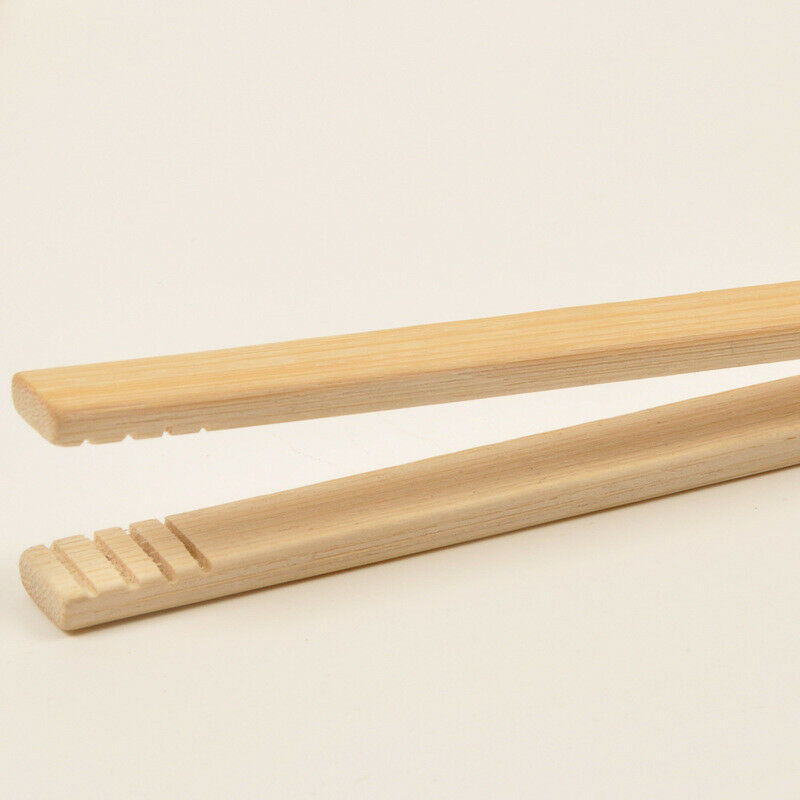 Bamboo Tongs Wood Food Toast Salad Tongs Toaster Bacon Sugar Ice Tea Tong C KX