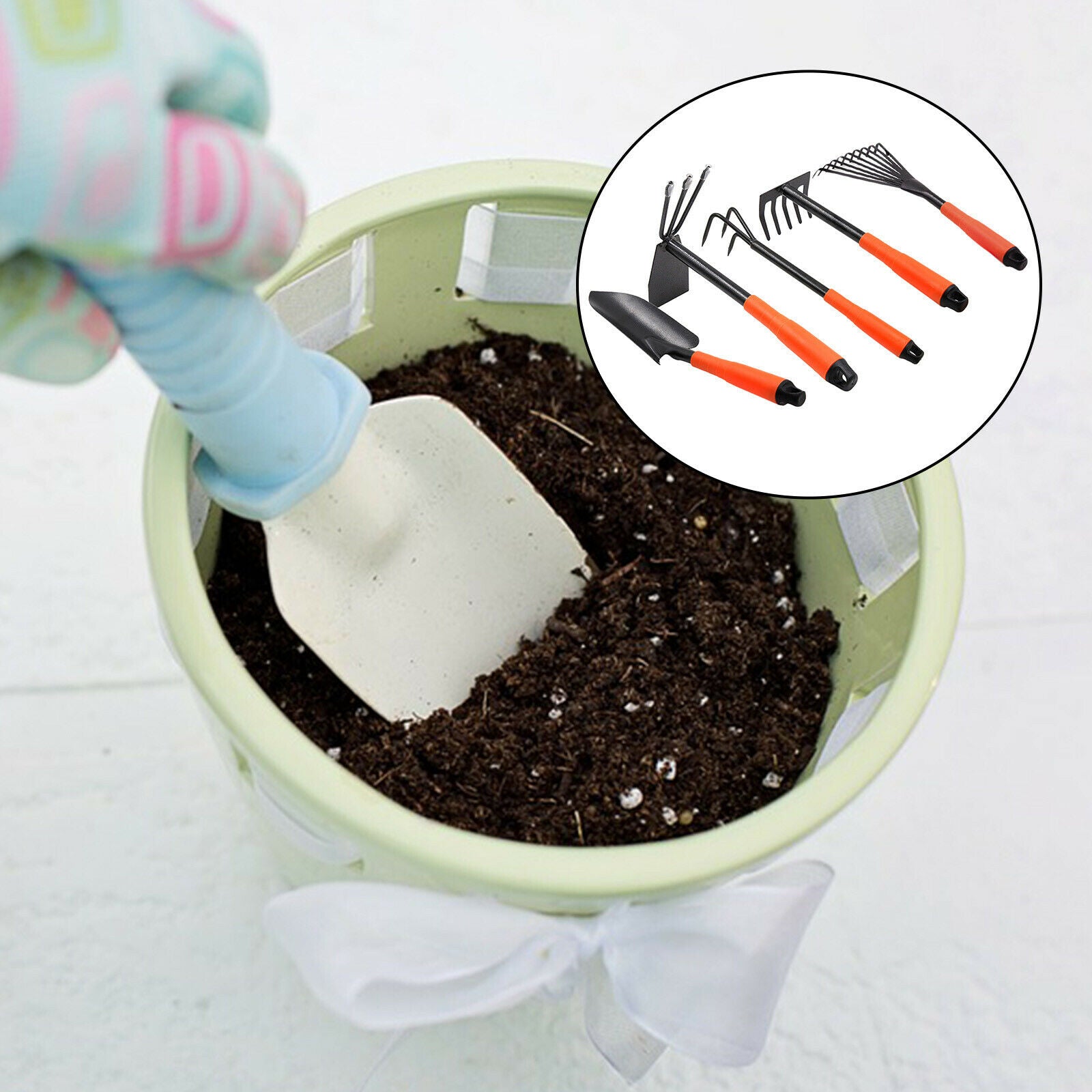 5-piece garden tool set Double hoe 3 tines Spade Aerate Loosen