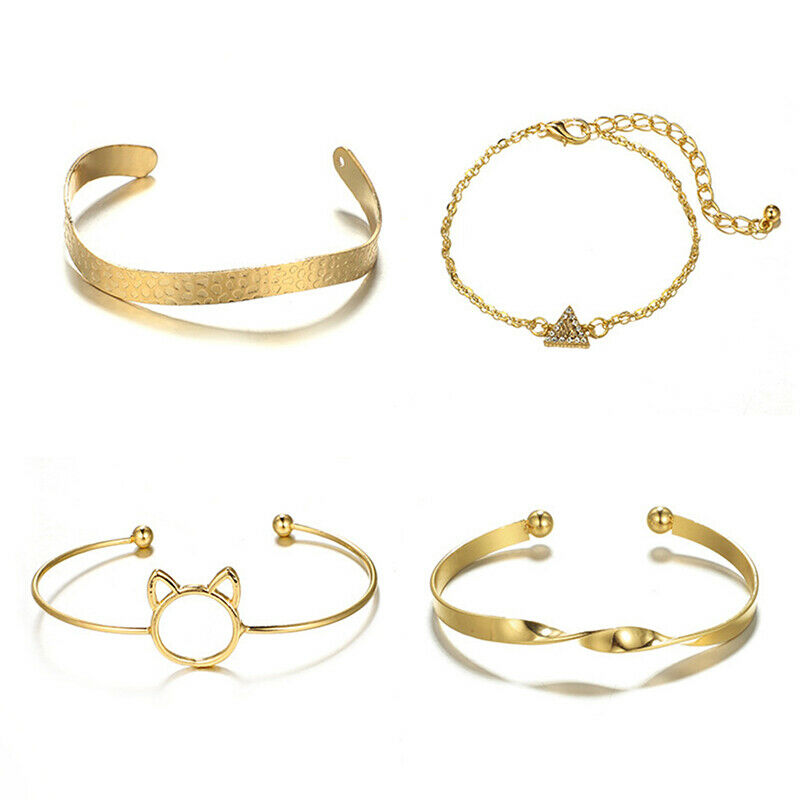 4Pcs/set Geometric Chain Bracelets for Women  Charm Bangles Fashion Jewel.l8