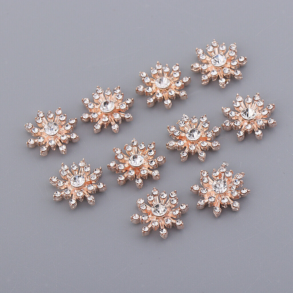 10x Crystal Rhinestone Alloy Flatback Embellishment Buttons Sewing Ornament