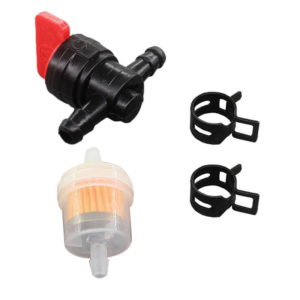 3Kit 1/4" In Line Fuel Gas Filter Shut Cut Off Valve Clamp For Briggs & Stratton