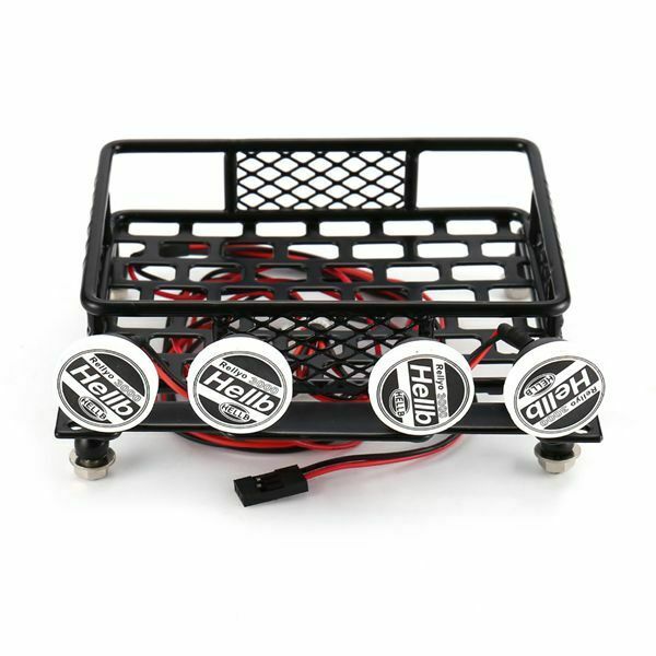 RC CAR Roof Rack Luggage Cer General Type with 4 Round LED Light Bars Truck ClC4