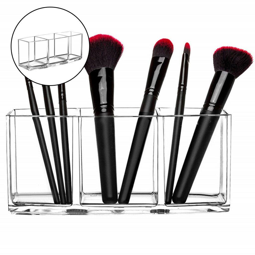 3 Slots Make-up Brush Cosmetic Holder Trio Compartments Cosmetic Organizer