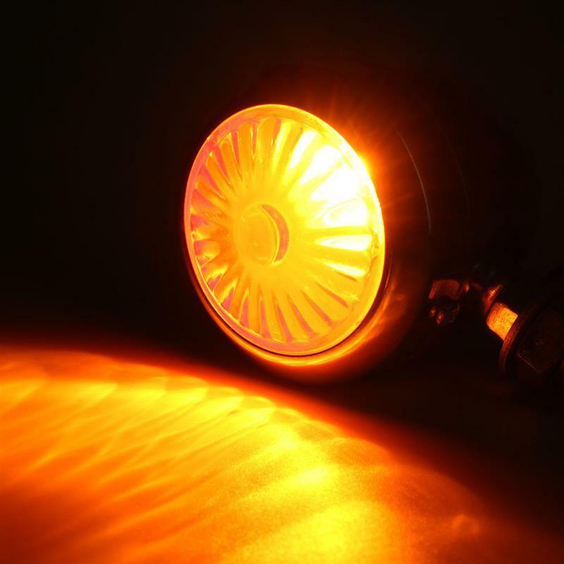 4x Chrome Metal Shell Amber LED Lamp Motorcycle Bike Turn Signal Indicator Light