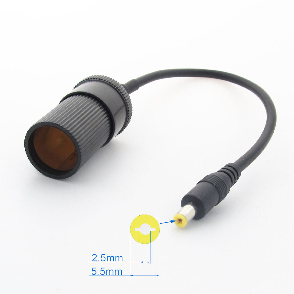 1pc DC Male 5.5mm x 2.5mm to Female Cigarette Lighter Car battery Charger cable