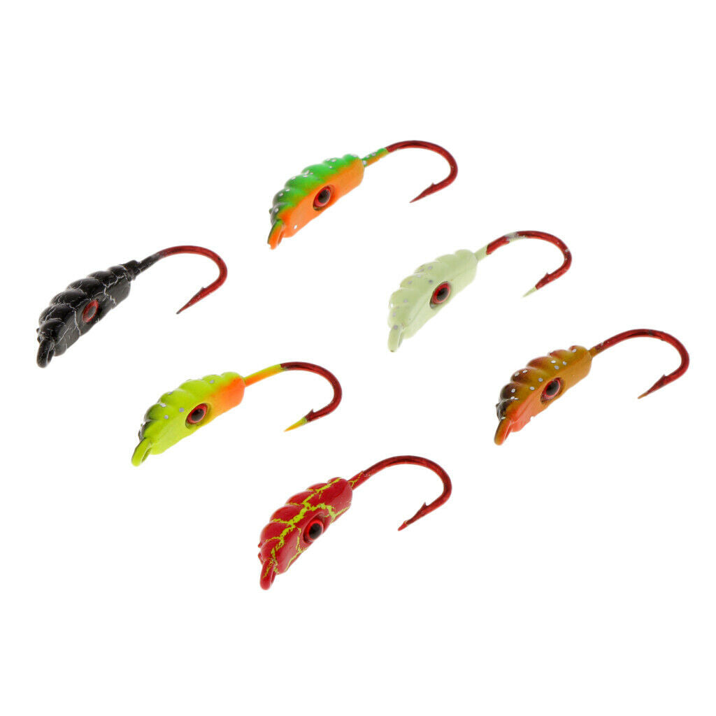 6Pcs/Set Winter Ice Fishing Hook Lure Lead Jig Head Hooks Baits Crank Hooks