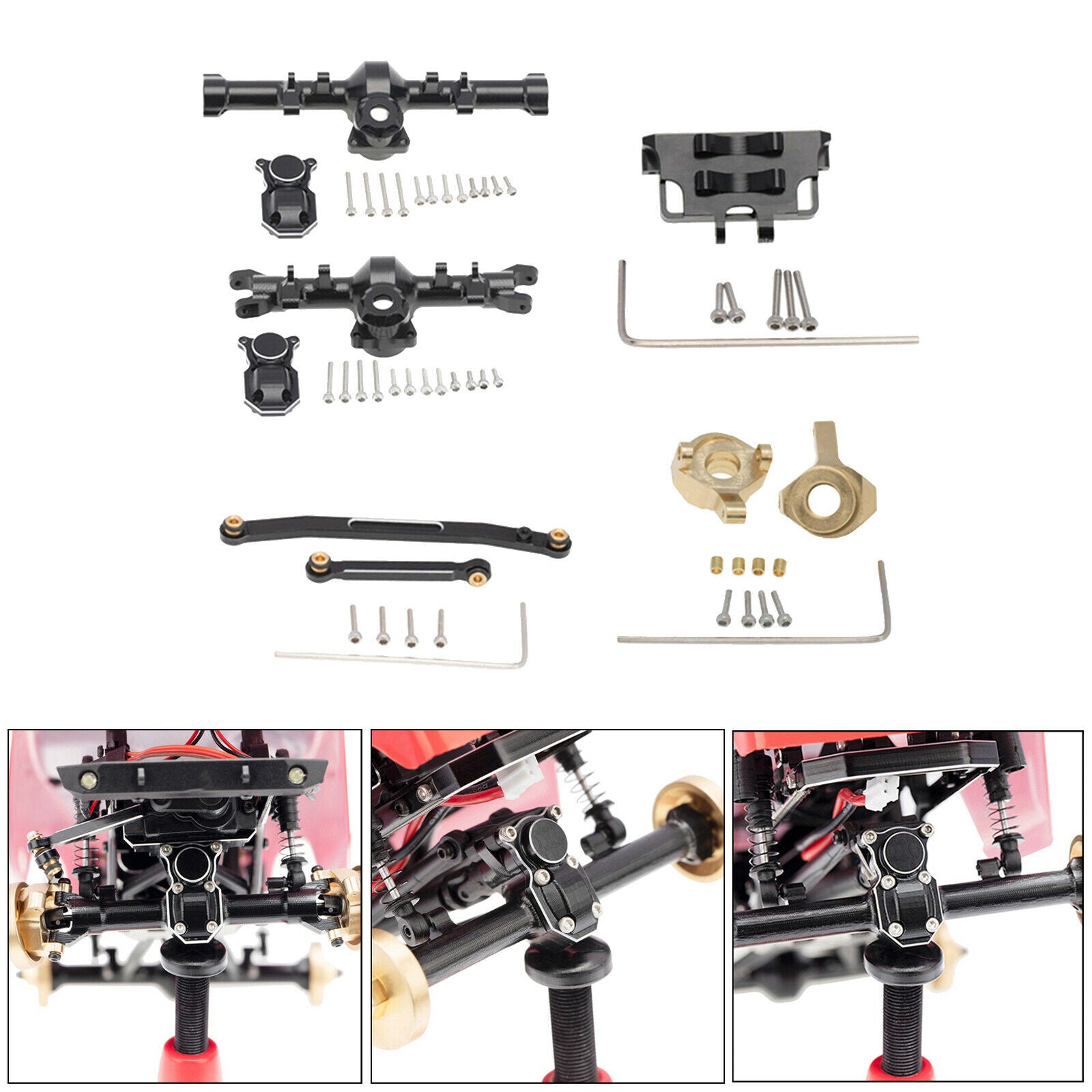 Metal Axle Housing Combo for Axial SCX24 90081 1:24 RC Car Replacement