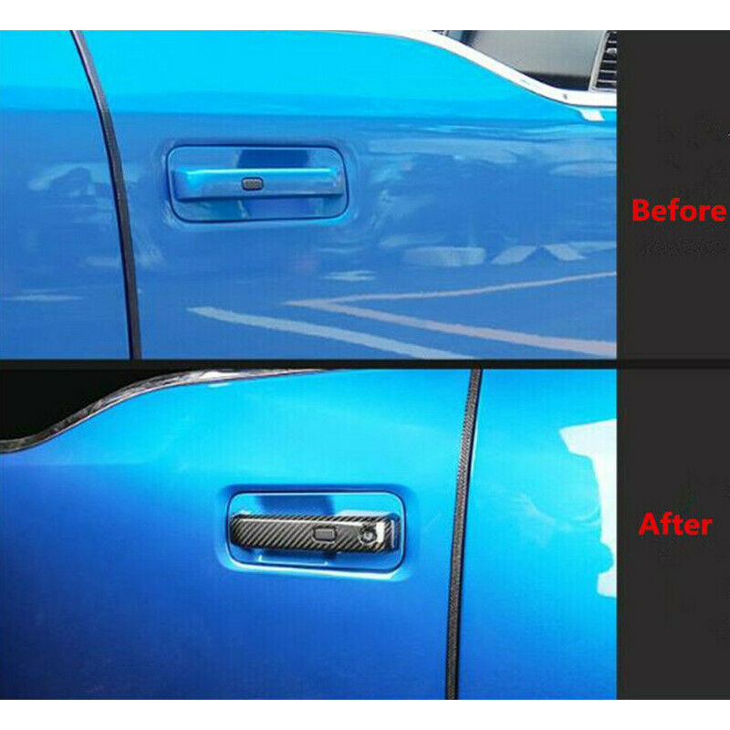 4x Carbon Fiber Style Door Handle Cover Trim For Ford F-150 F150 2015-2020 Acc