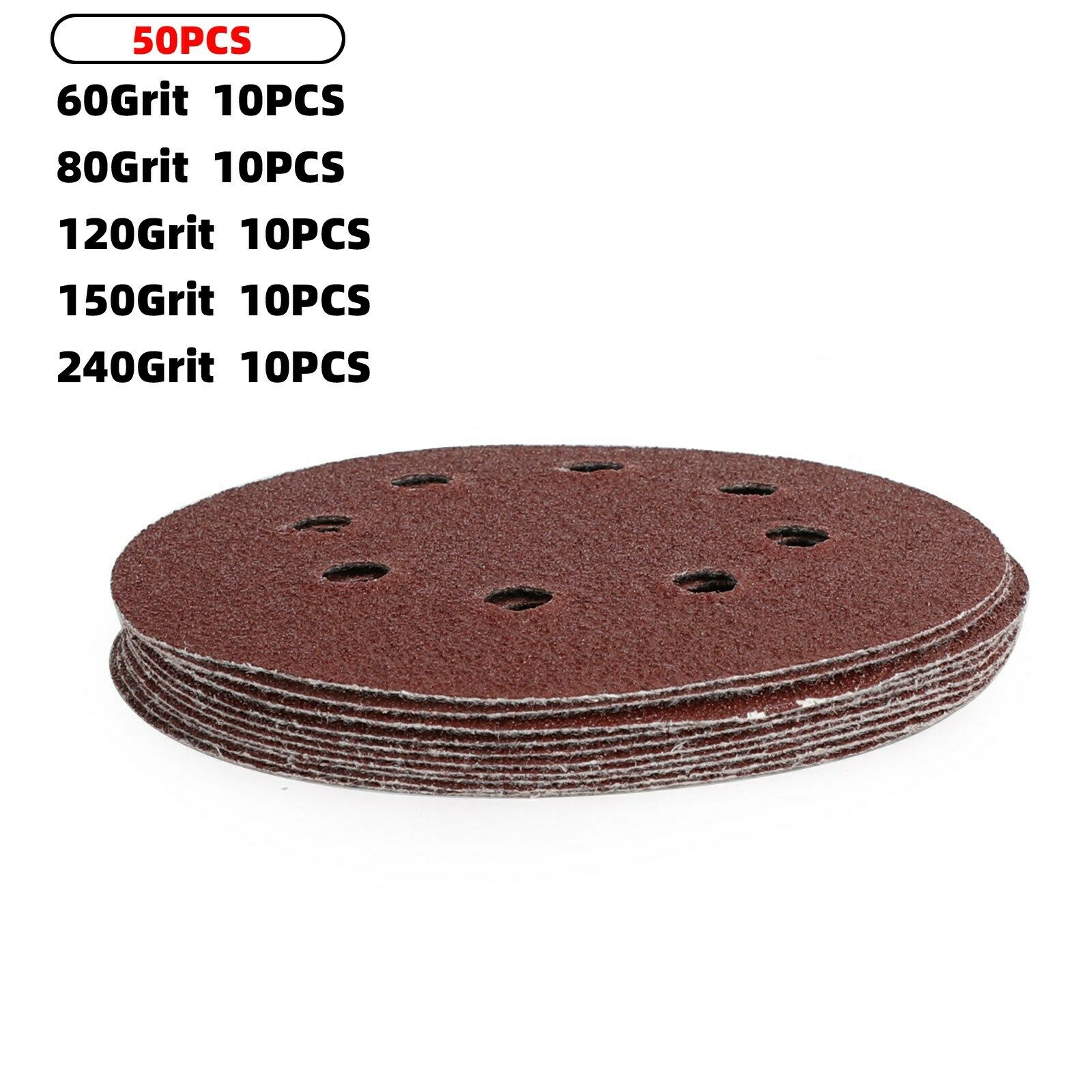 60-240 Grit 50 Mixed Grit Sanding Discs for Orbital Sander 125mm / 5inch BS5