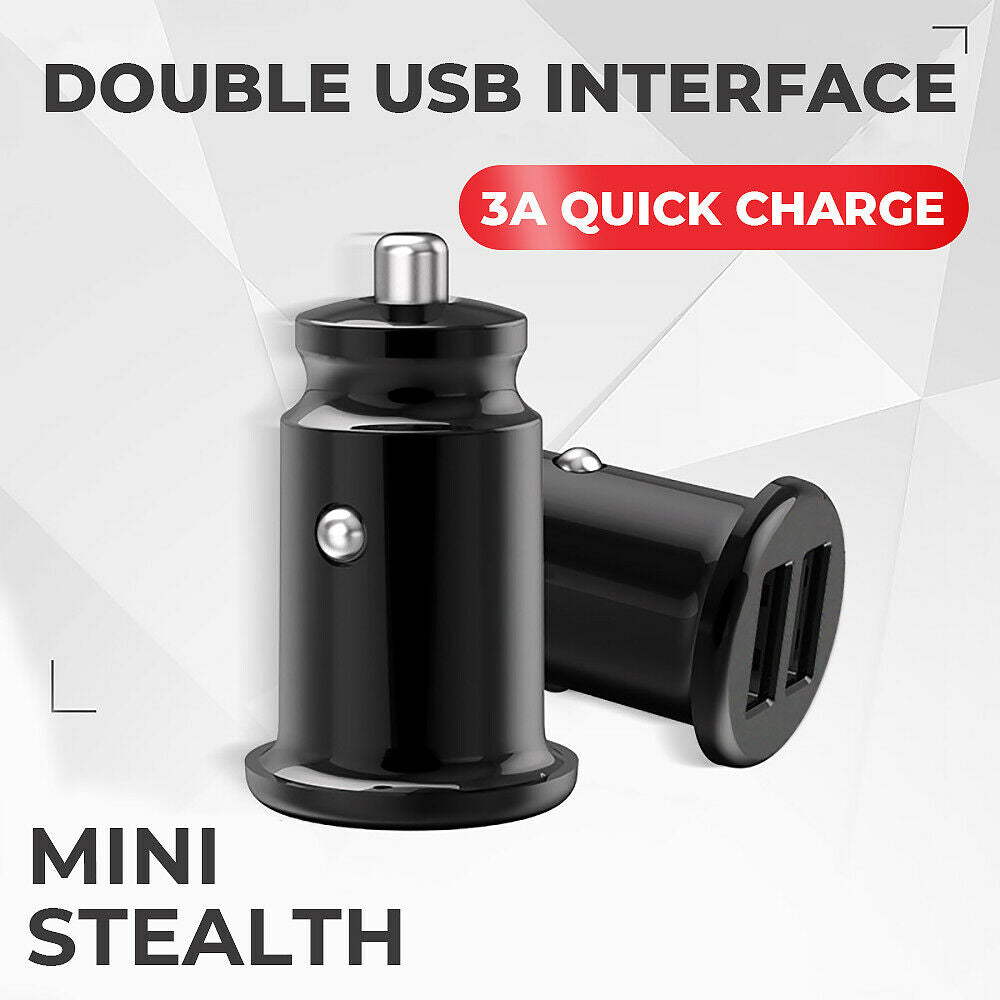 Ultra mini Baseus 3A Fast Charging Dual Ports USB Car Phone Charger Adapte