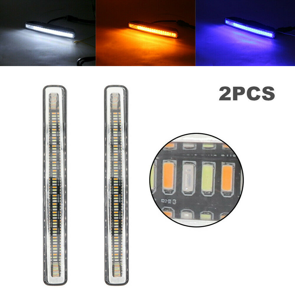 White/Yellow/Blue Car LED Daytime Running Light DRL Fog Light w/Turn Signal Lamp