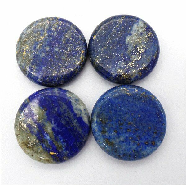 4Pcs 25x6mm Natural Blue Lapis Lazuli 7 Chakra Symbol Healing Reiki Stone HH7676