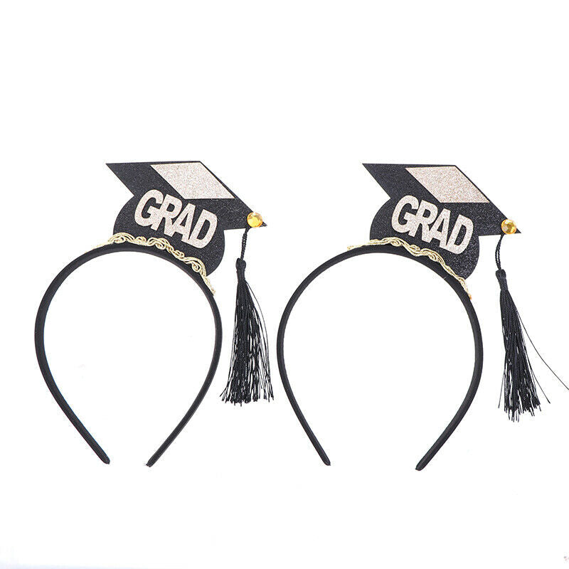 2pcs Graduation Hat Mini Tassel Hat Headband Chic Hair Hoops Stylish Head.l8