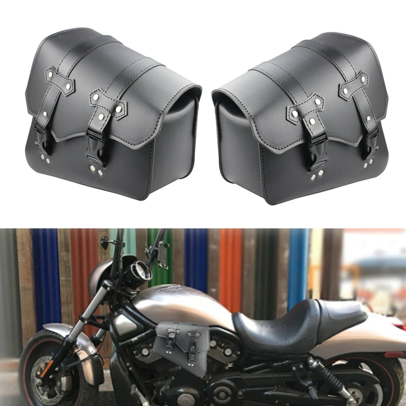 1 Pair Motorcycle Saddebags Jackets Water bottle Sunglasses Organizer Black
