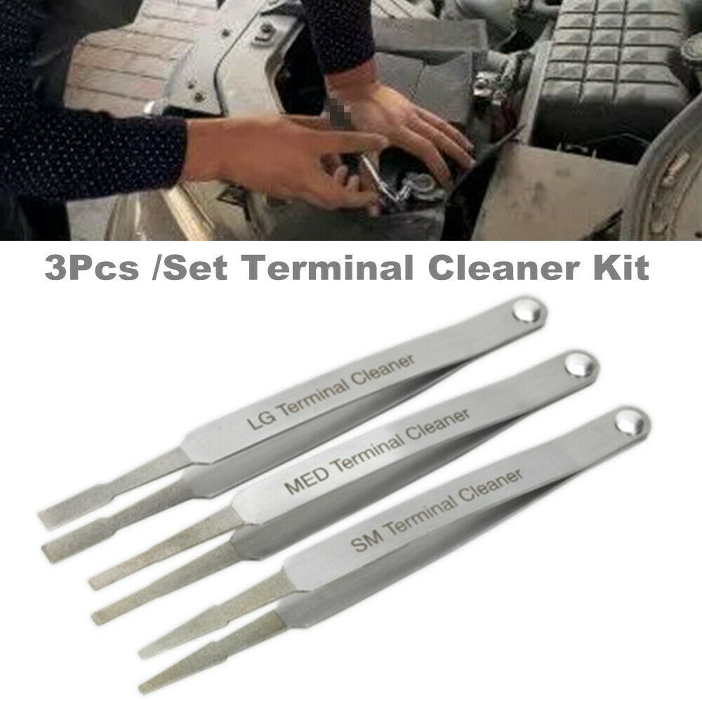 3Pcs /Set Terminal Cleaner Kit Spade Wiring Connector Tweezer Cleaning Hand Tool