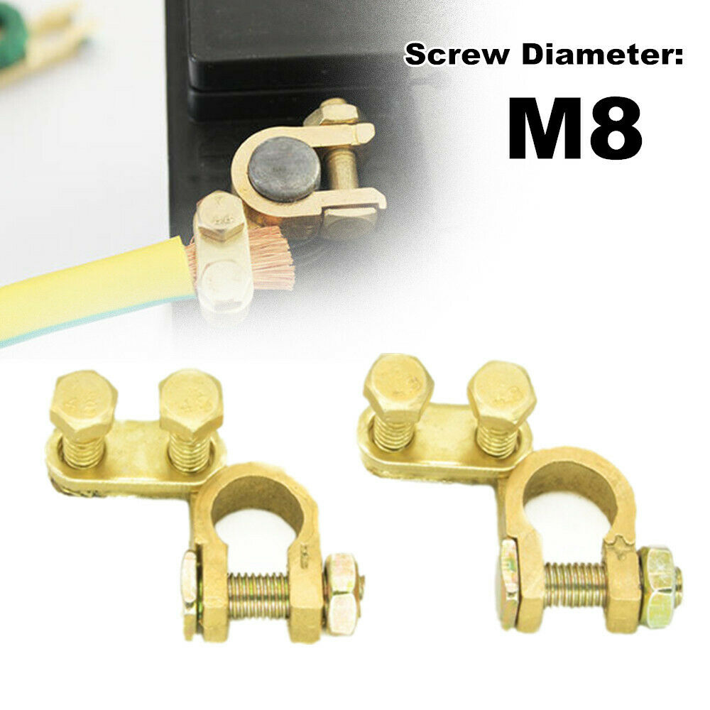 Pair M8 Pure Brass Battery Top Post Cable Terminal Wire Clamp Isolators Car Boat