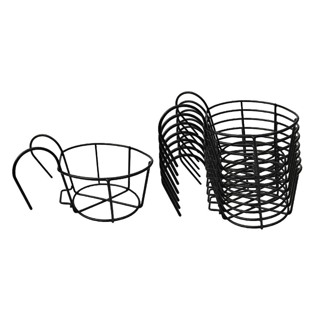8pcs Metal Iron Hanging Planter Garden Balcony Flower Pot Basket Holder Decor