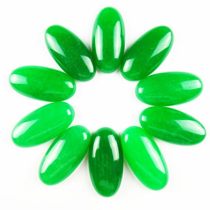 8pcs 30x15x6mm A+ Green Jade 36g Oval Cab Cabochon A-313JM