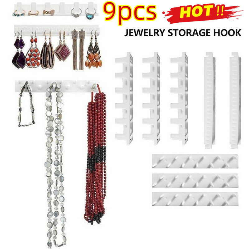 9Pc Jewelry Wall Hanger Holder Stand Organizer Hook Necklace Earring L4W3