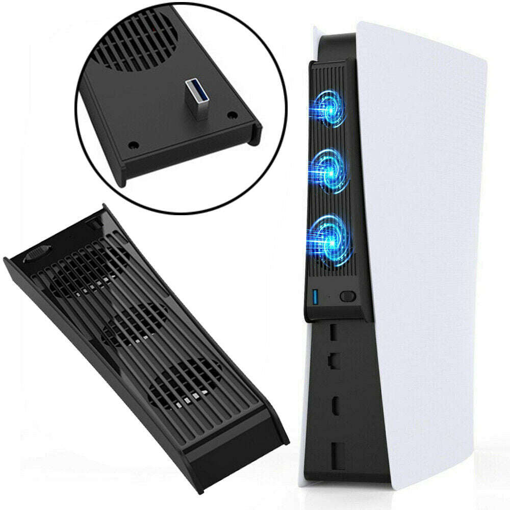 USB Cooler Cooling Fan fit for PS5 Console Host 3 Fan External Accessories Black