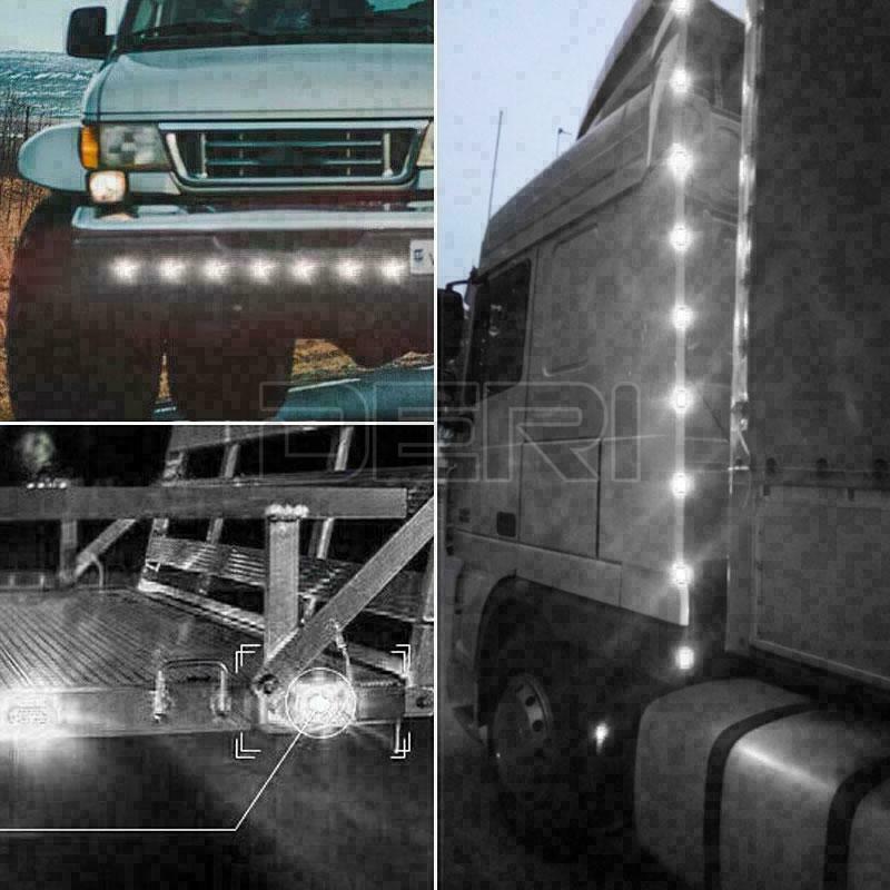 10PC White 12V 24V LED Side Truck Bus Trailer Clearance Marker Indicator Light