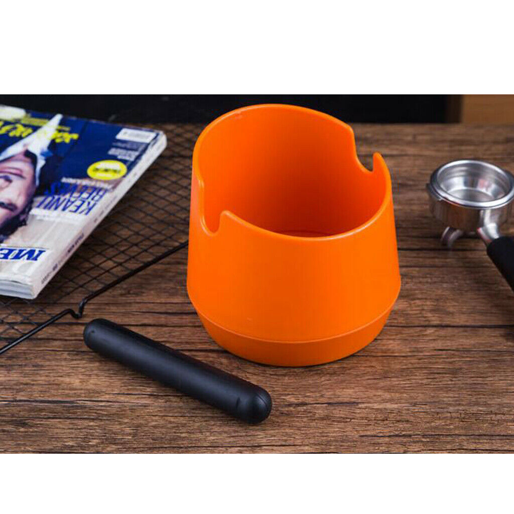 Coffee Knock Box with Handle Bucket Espresso Grinds Tamper Waste Bin Orange