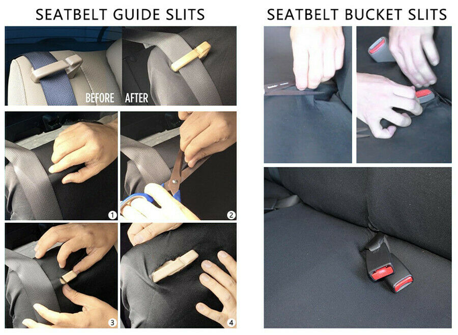 Breathable Embroidery Car Seat Cover 2PC Front Seat Cushion Mat Pad Grey & Black