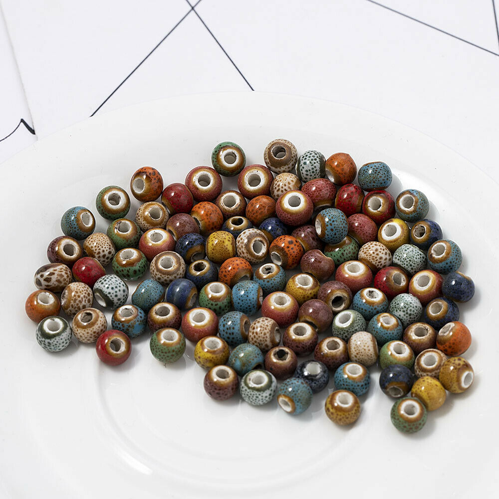 100pcs/Set 6mm Ceramic Porcelain Round Loose Spacer Beads Jewelry Findings DIY