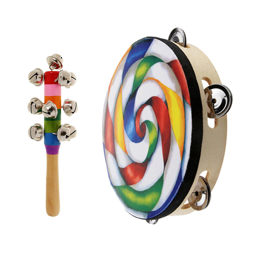 Hand Percussion Set Children Instrument Toys Handbell Shaker & Tambourine