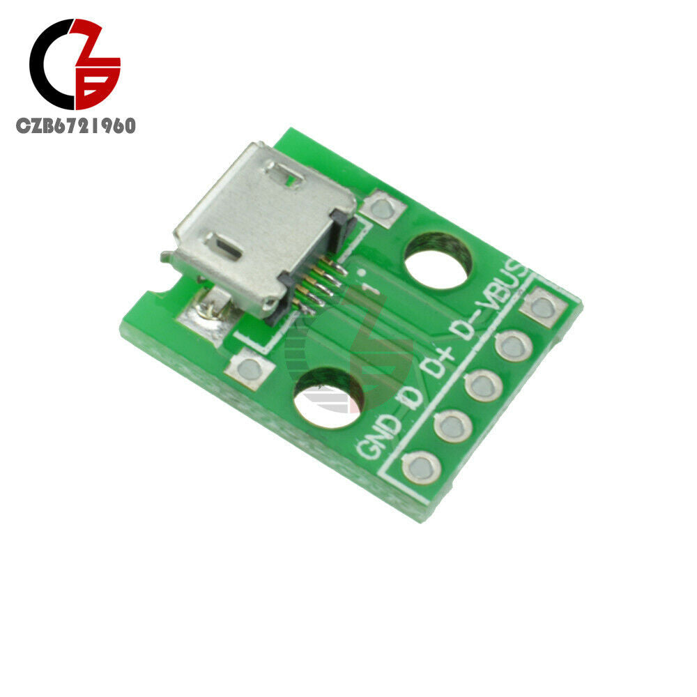 2pcs MICRO Female USB to DIP Adapter Converter for 2.54mm PCB Board DIY Power