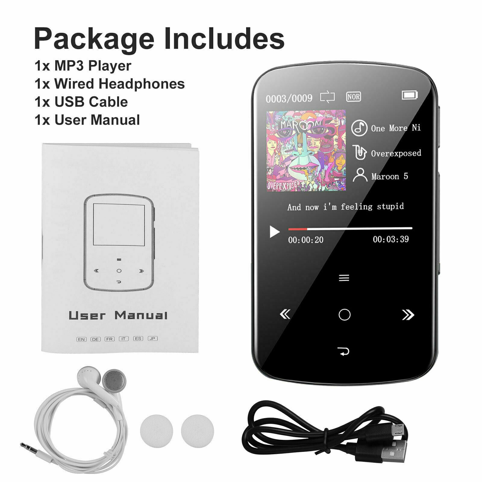 32GB HiFi Lossless Sound FM Radio Bluetooth MP3 Player Clip Music Voice Recorder