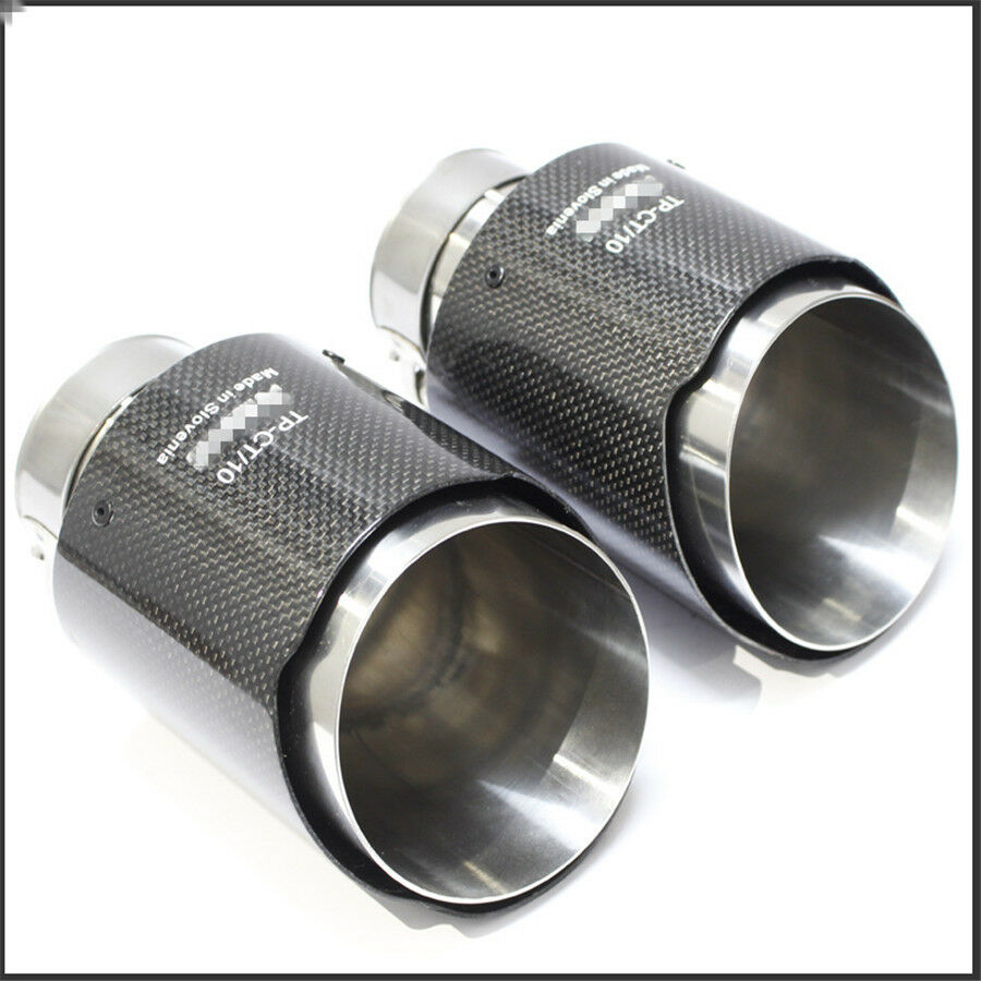 100% Real Carbon Fiber Exhaust Tips 63mm Inlet/114mm outlet Car Muffler Pipe 1X