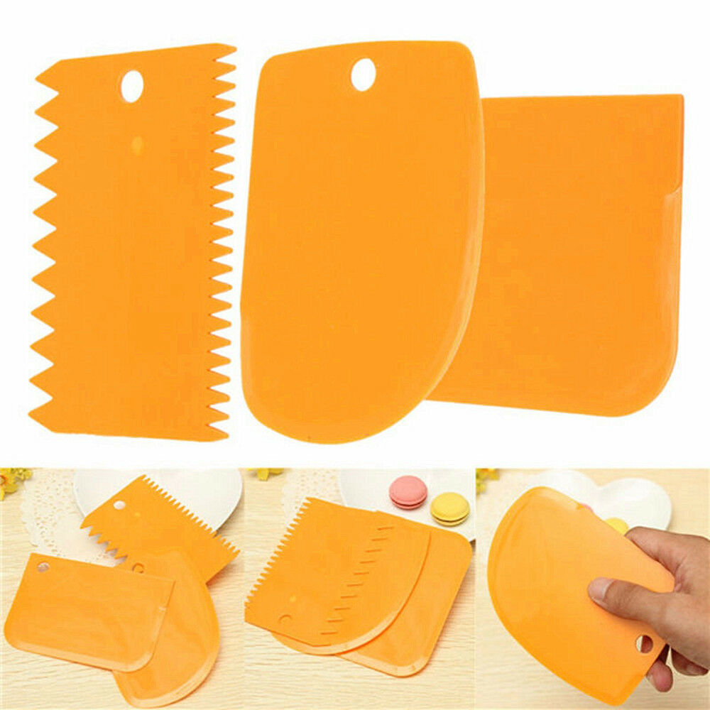 3PCS Plastic Dough Icing Fondant Scraper Cake Decorating Baking Pastry Tools