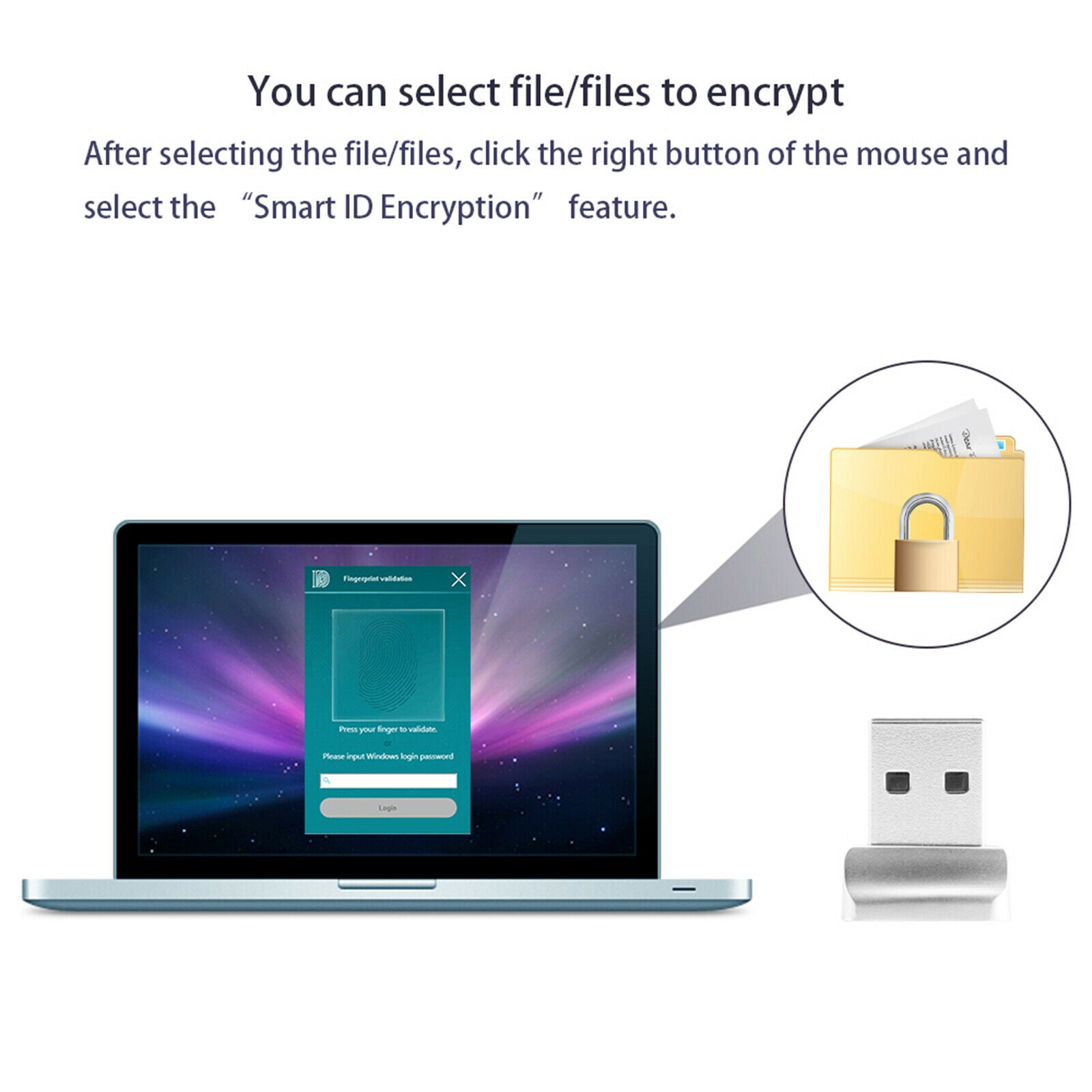 USB Fingerprint Reader Login Matching Laptops Sign-in Lock Security Key