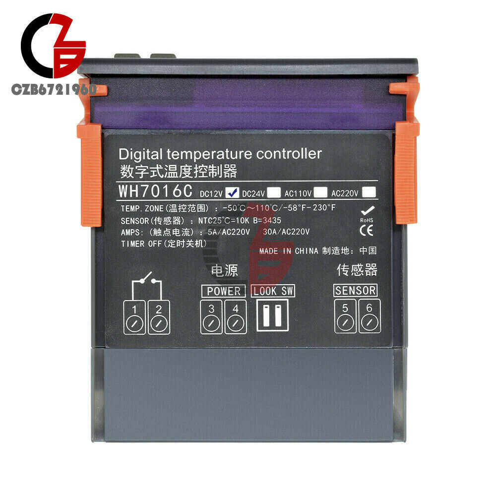 WH7016C DC 12V 10A Digital RC-110M All-Purpose Temperature Controller w/ sensor