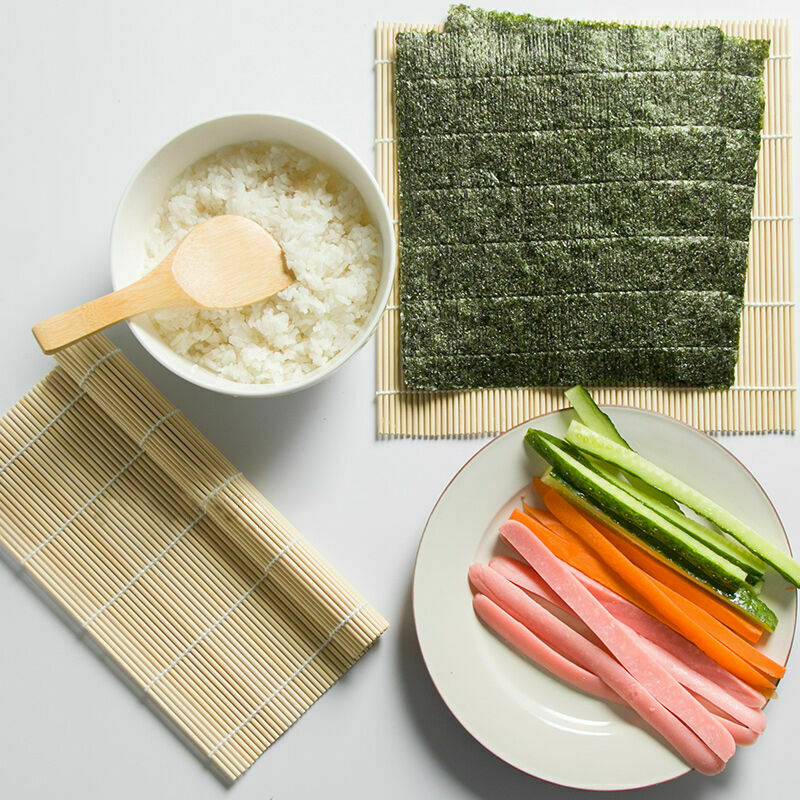 Bamboo Japanese Sushi Mat Rolling Maker With Rice Paddle Makisu DIY Cooking Tool