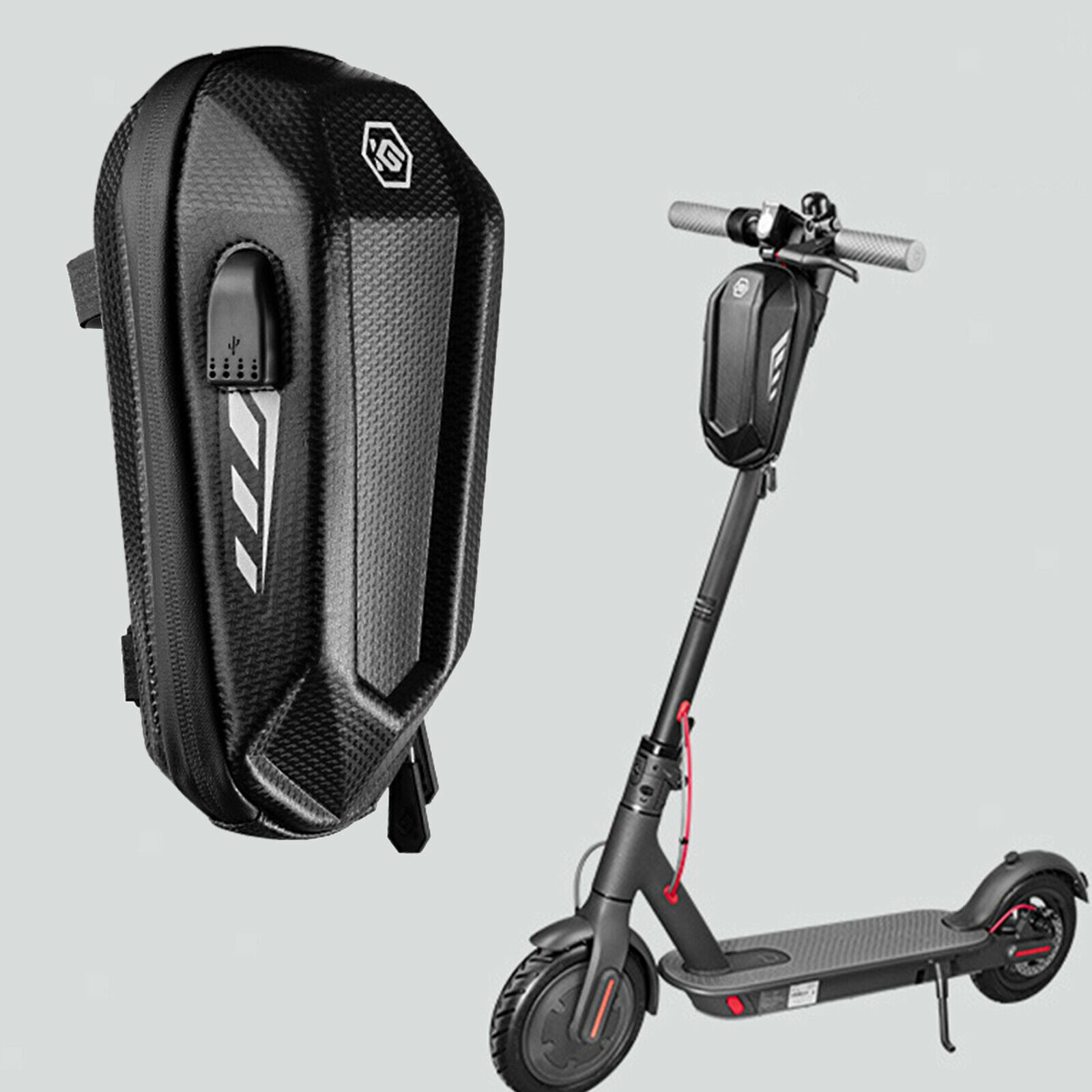 Electric Scooter Head Handlebar Bag 2L MTB Bike Hard Case Charger Pouch