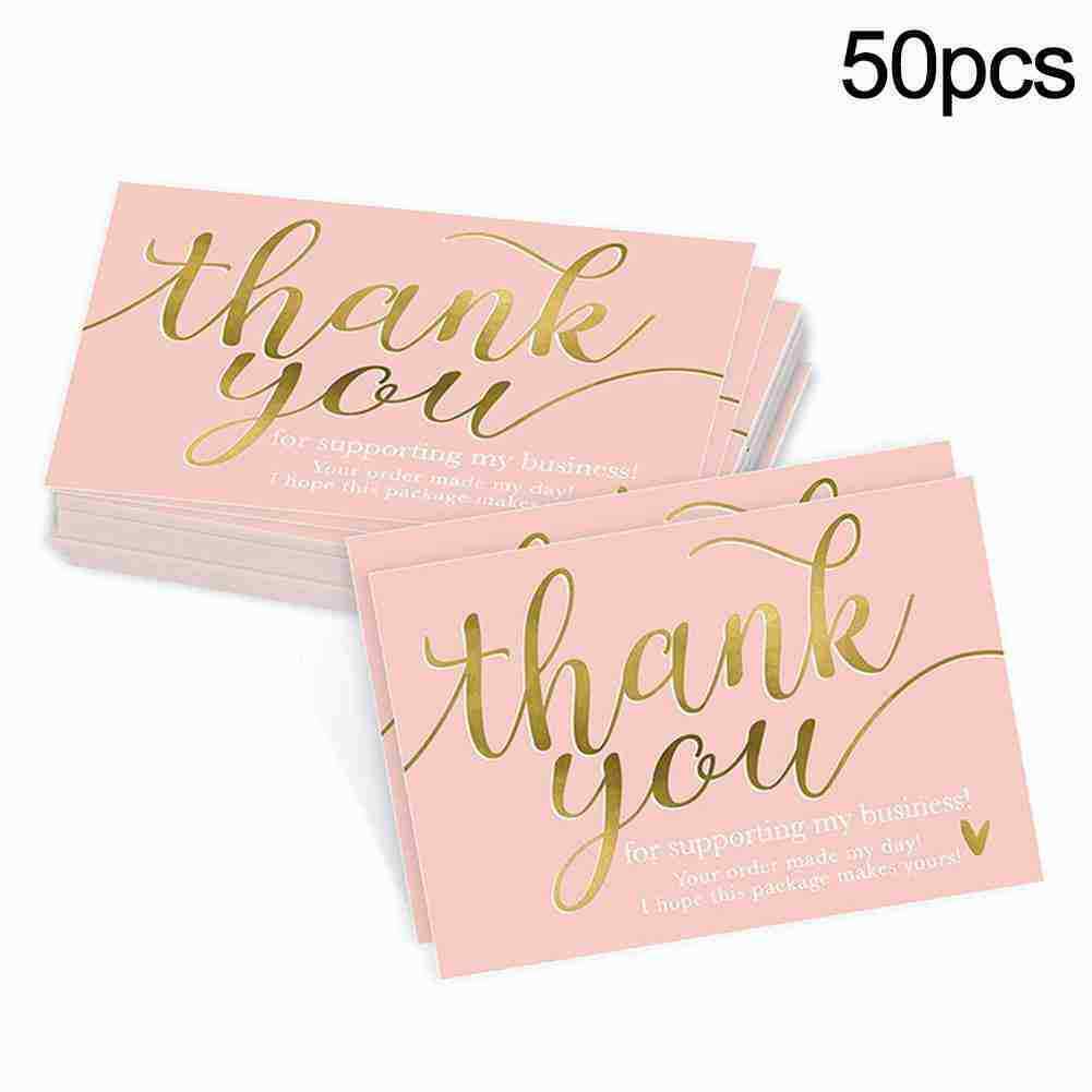 50 Pcs Pink Thank You Card Businesses Greetings Card Praise For Small NEW