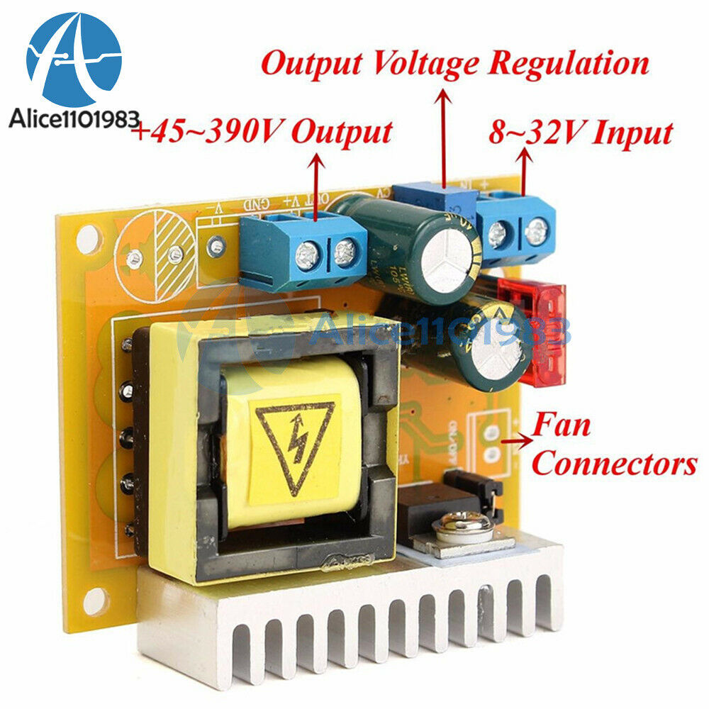 2XDC-DC 8-32V to 45V-390V Step-up Module ZVS High Voltage Capacitor Charge Board