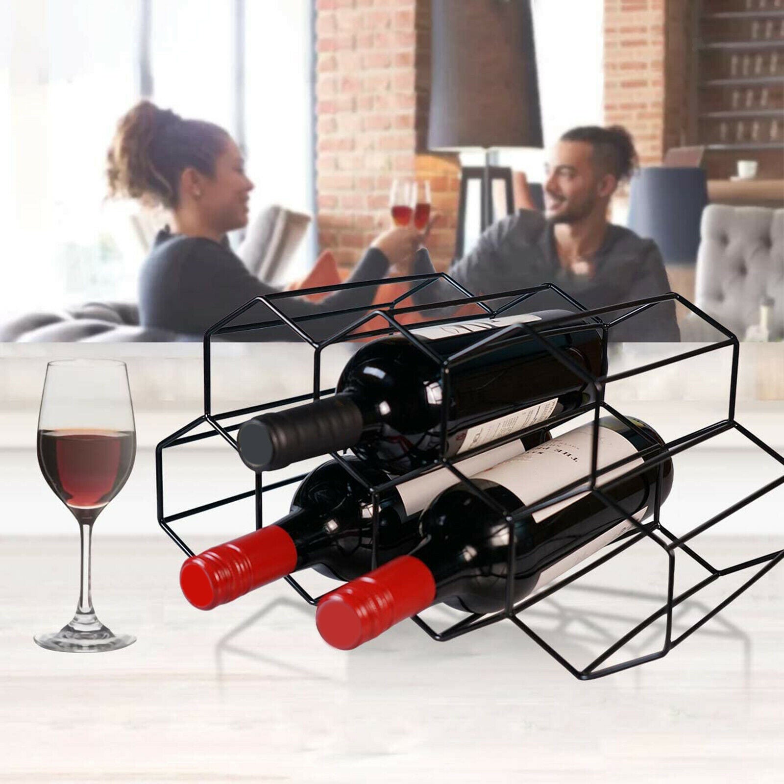 Metal Wine Bottle Rack for Counter Bar Liquor Cabinet Home Pantry Cabinet