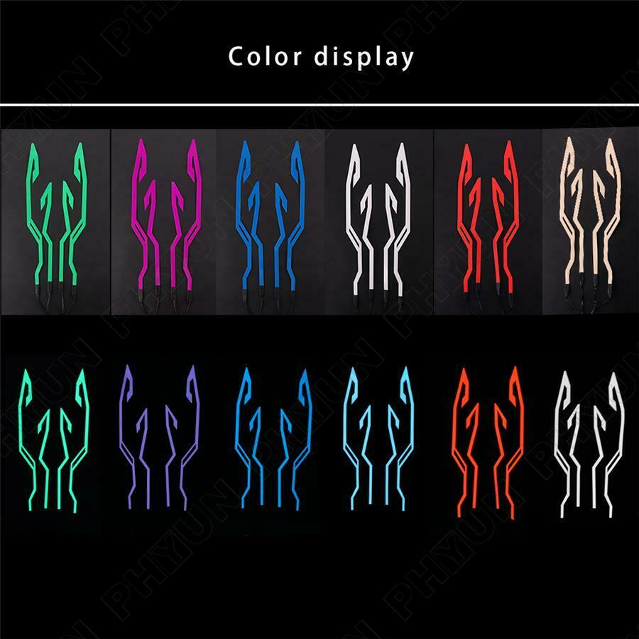 Red Led Motorcycle Helmet Lights Strip Kit 3 Modes Switchable Scooter Universal