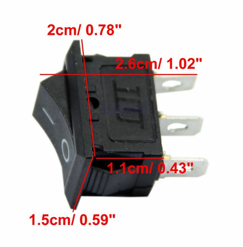 5PCS AC 6A/250V 10A/125V 3 Pin Terminal Snap-in On-Off Boat Switch Black Rocker