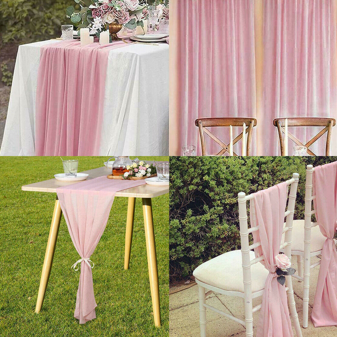 Chiffon Table Runner Wedding Birthday Party Banquet Baby Shower Tablewear Cover