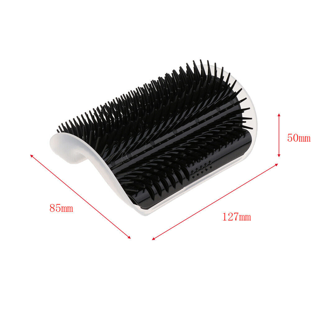 2 Piece Pet Cat Wall Corner Grooming Massage Self Groomer Brush Tool Black