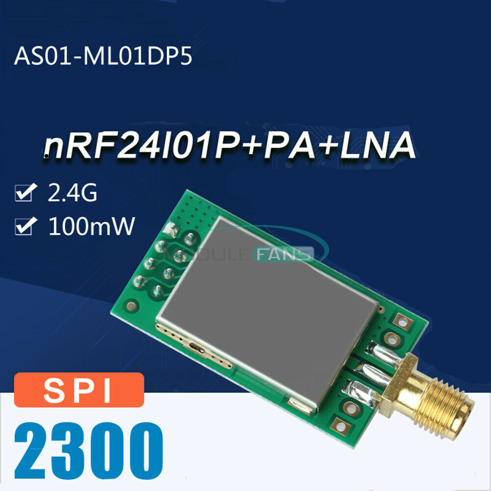 2.4G 100mW Wireless Transceiver 2300M RF Communication NRF24L01P+PA+LNA Module